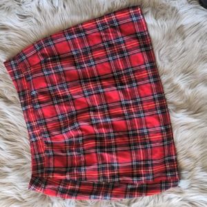 Red plaid mini skirt